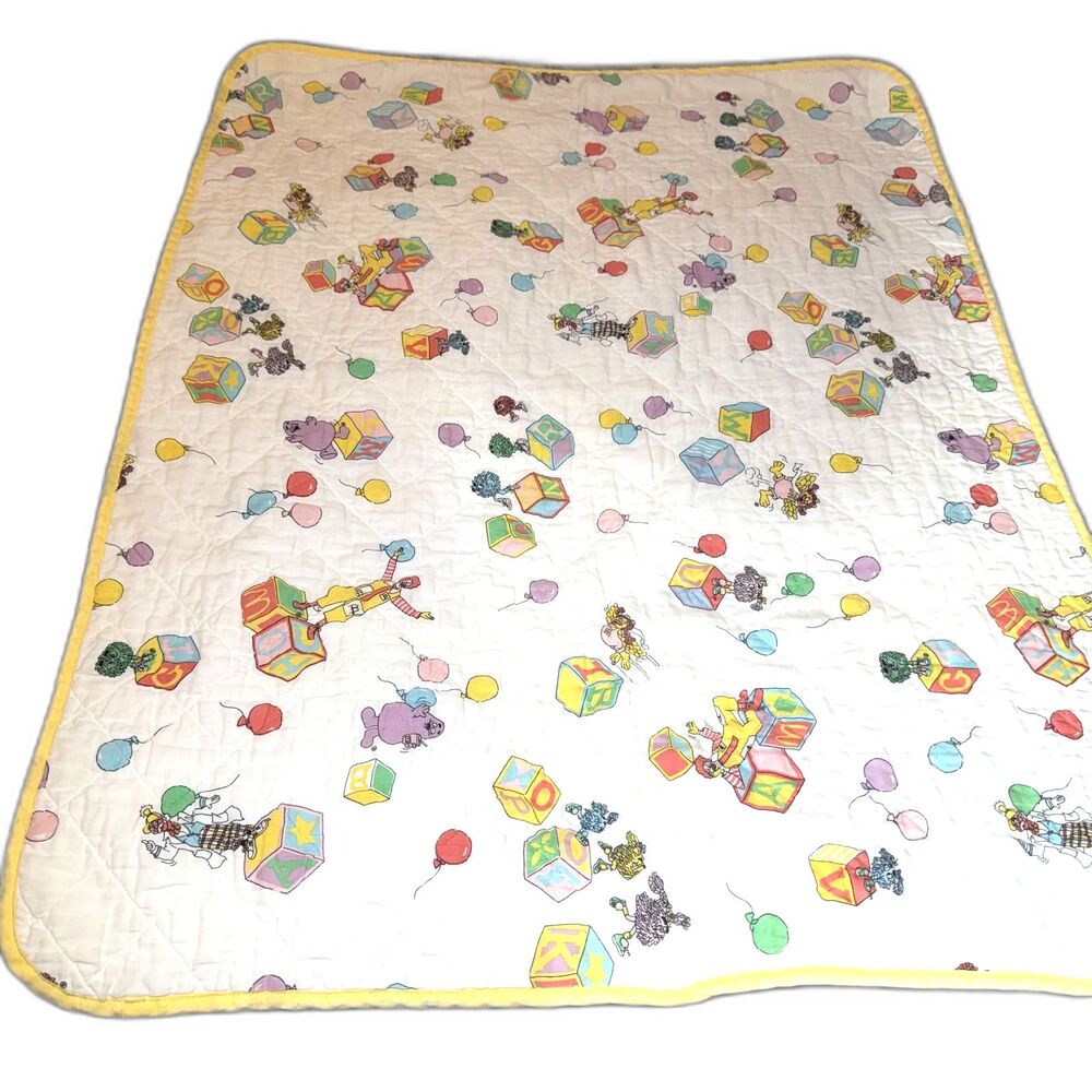 Vintage 1980s McDonald’s Baby Quilt Blanket Ronald Grimace McDonaldland Balloons